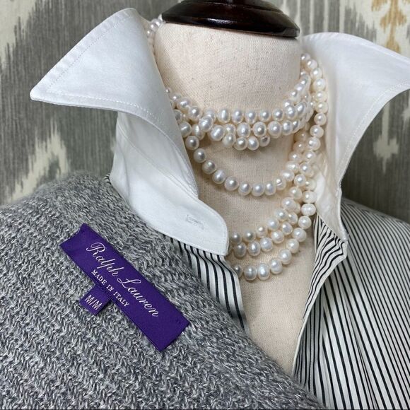 Ralph Lauren Pre-Fall ‘14 Collection Gray Cashmere Shearling Open Cardigan Vest - Picture 2 of 16